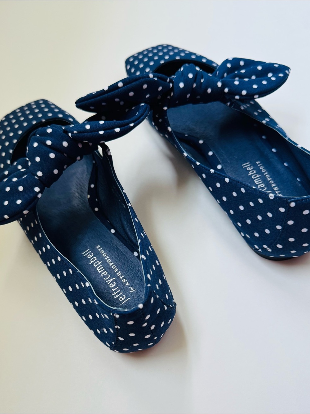 Jeffrey Campbell Navy Polka Dot Braided Bow Flats - Picture 3 of 3
